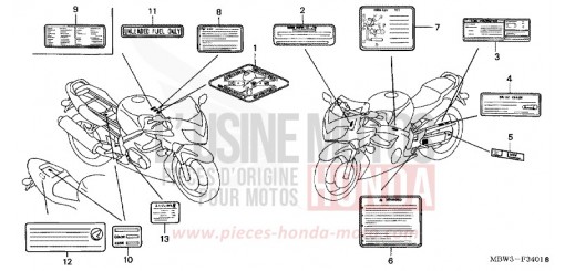 WARNETIKETT (2) CBR600FS1 de 2001